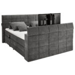 BOXSPRINGBED 180 cm x 200 cm, donkergrijs textiel thumbnail 4