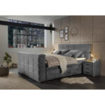 BOXSPRINGBED 180 cm x 200 cm, donkergrijs textiel thumbnail 2