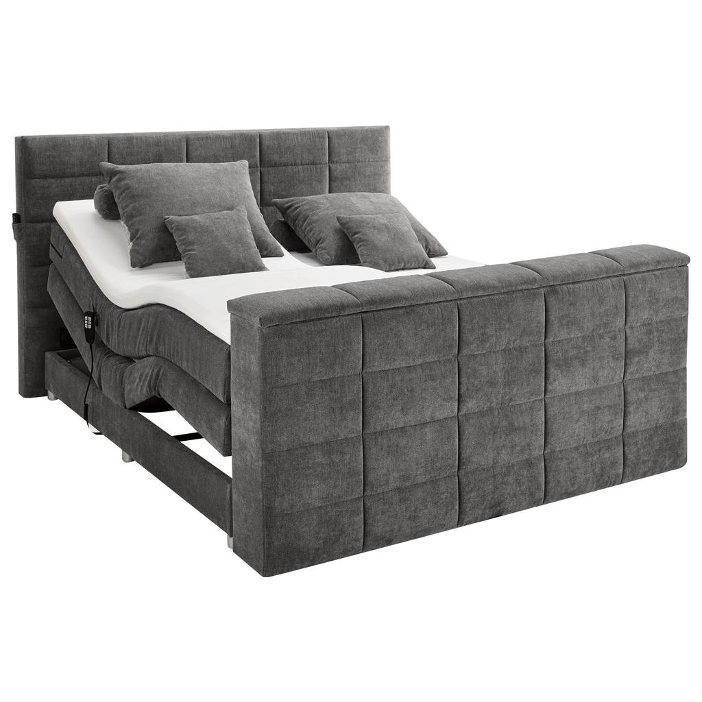 BOXSPRINGBED 180 cm x 200 cm, donkergrijs textiel