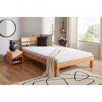 BED 140 cm x 220 cm, beukenhout (kernhout) thumbnail 1
