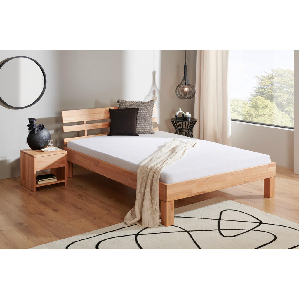 BED 140 cm x 220 cm, beukenhout (kernhout)