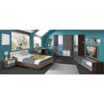BED 140 cm x 200 cm, materiaal hout, metaal, kunststof zwart, wit, eikenkleur thumbnail 6