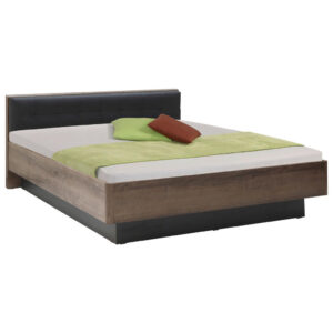 BED 180 cm x 200 cm, metaal, kunststof, houtmateriaal zwart, eikenkleur