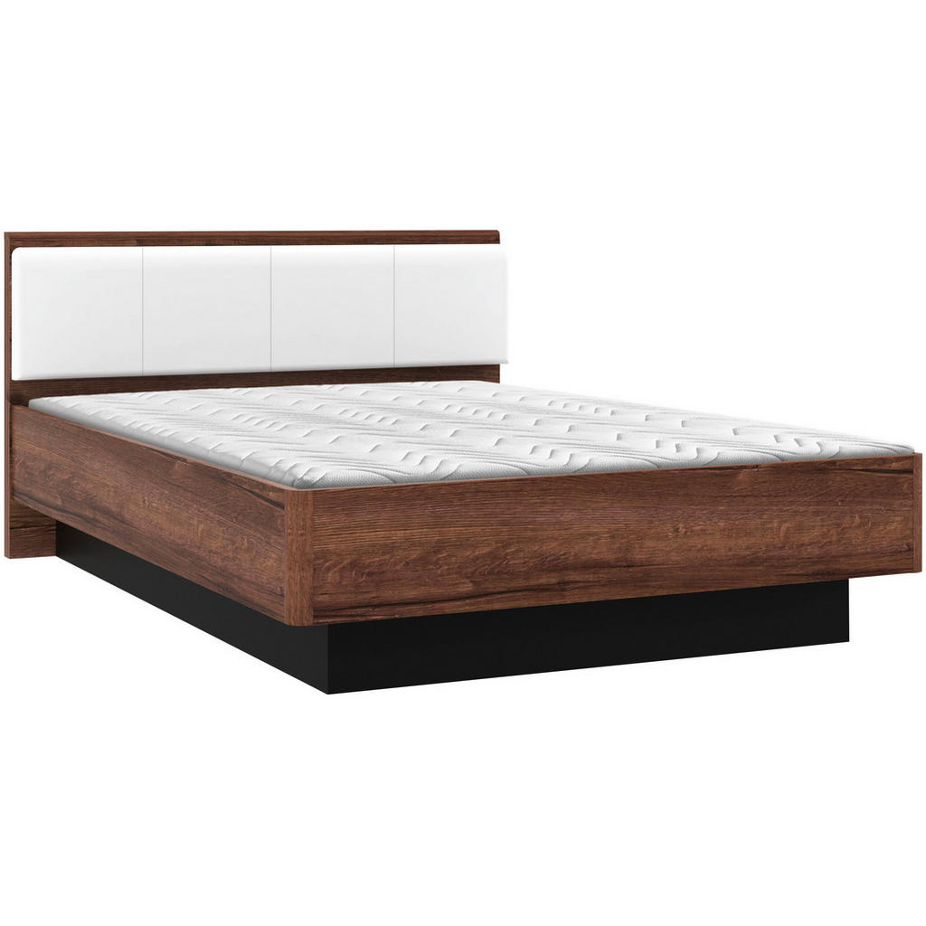 BED 140 cm x 200 cm, materiaal hout, metaal, kunststof zwart, wit, eikenkleur