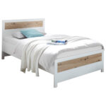 BED 120 cm x 200 cm, houtmateriaal wit, ambachtelijk eiken thumbnail 1