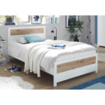 BED 120 cm x 200 cm, houtmateriaal wit, ambachtelijk eiken thumbnail 3