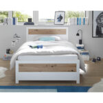 BED 120 cm x 200 cm, houtmateriaal wit, ambachtelijk eiken thumbnail 4