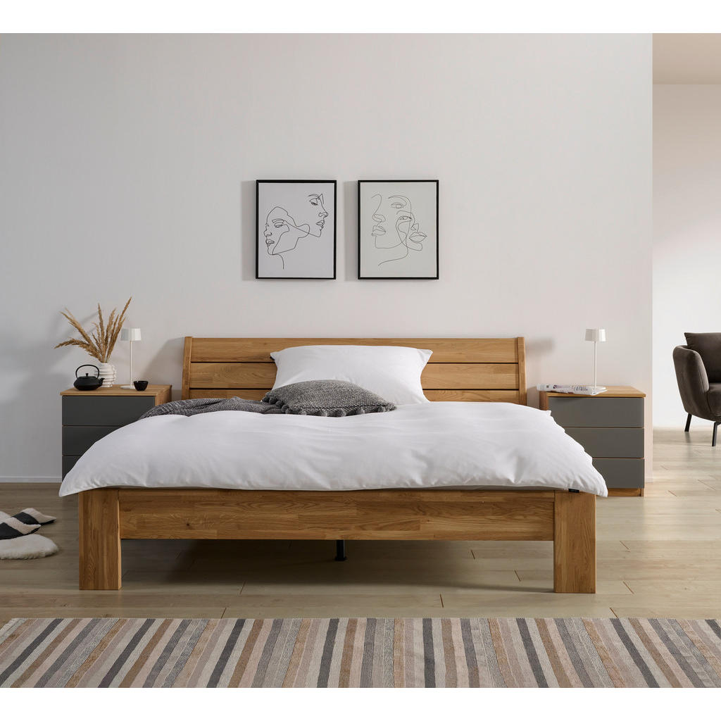 BED 180 cm x 200 cm, hout wilde eik