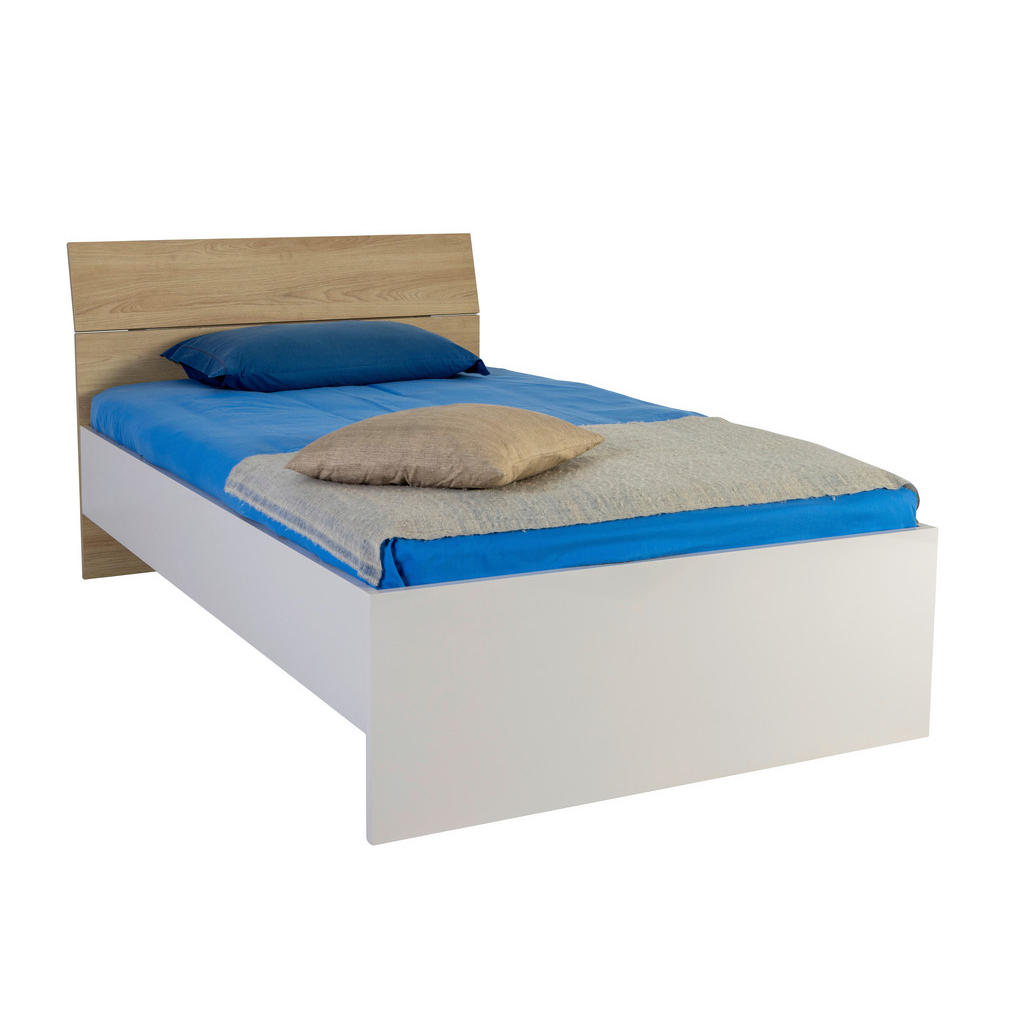 BED 120 cm x 200 cm, houtmateriaal eikenkleur, kasjmier