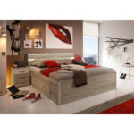 BED MET LADE 180 cm x 200 cm, wit, eikenkleur thumbnail 2
