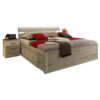 BED MET LADE 180 cm x 200 cm, wit, eikenkleur