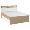 BED MET LADE 140 cm x 200 cm, wit, eikenkleur