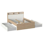BED MET LADE 140 cm x 200 cm, wit, eikenkleur thumbnail 7