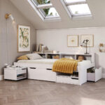 BED MET LADE 90 cm x 200 cm, wit thumbnail 1