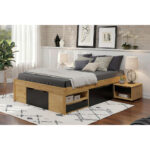 BED MET LADE 140 cm x 200 cm, natuurlijke kleur, zwart thumbnail 1