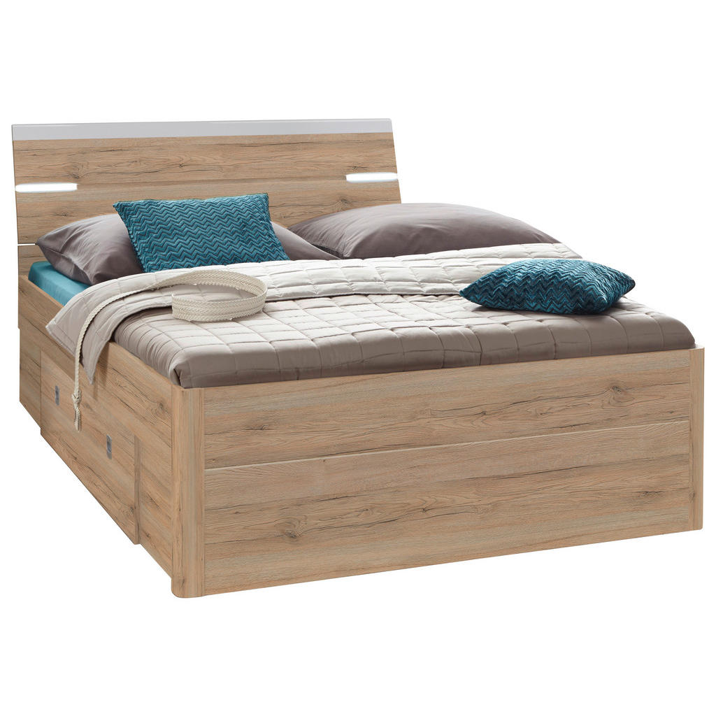 BED MET LADE 140 cm x 200 cm, san remo eiken