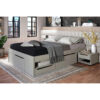 BED MET LADE 140 cm x 200 cm, bruingrijs