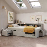 BED MET LADE 90 cm x 200 cm, bruingrijs thumbnail 1