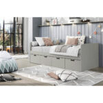 BED MET LADE 90 cm x 200 cm, bruingrijs thumbnail 1