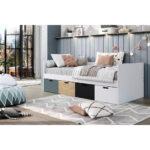 BED MET LADE 90,0 cm x 200,0 cm, grijs, natuurlijke kleur, zwart thumbnail 1