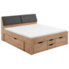 BED MET LADE 180 cm x 200 cm, ambachtelijk eikenhout