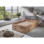 BED MET LADE 140 cm x 200 cm, ambachtelijk eikenhout thumbnail 5