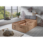 BED MET LADE 140 cm x 200 cm, ambachtelijk eikenhout thumbnail 6