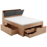 BED MET LADE 140 cm x 200 cm, ambachtelijk eikenhout thumbnail 7