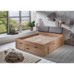 BED MET LADE 180 cm x 200 cm, ambachtelijk eikenhout thumbnail 5