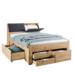BED MET LADE 140 cm x 200 cm, ambachtelijk eikenhout thumbnail 3