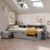 BED MET LADE 90 cm x 200 cm, grijs