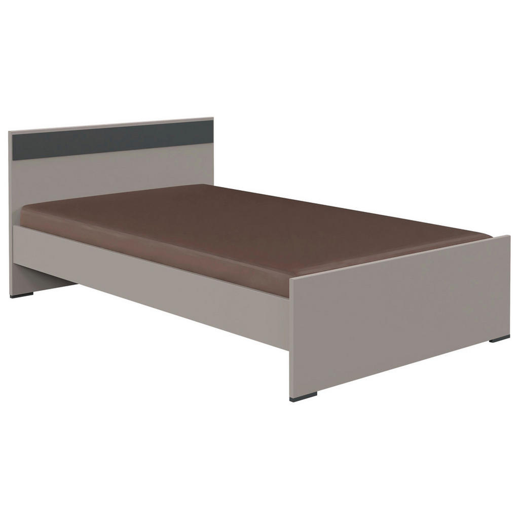 BED 120 cm x 200 cm, houtmateriaal grafietkleur, grijs, sahara