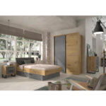 BED 120 cm x 200 cm, houtmateriaal grijs, eikenkleur thumbnail 2