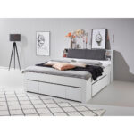 BED 180 cm x 200 cm, textiel, houtmateriaal grijs, wit thumbnail 2
