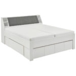 BED 180 cm x 200 cm, textiel, houtmateriaal grijs, wit thumbnail 1