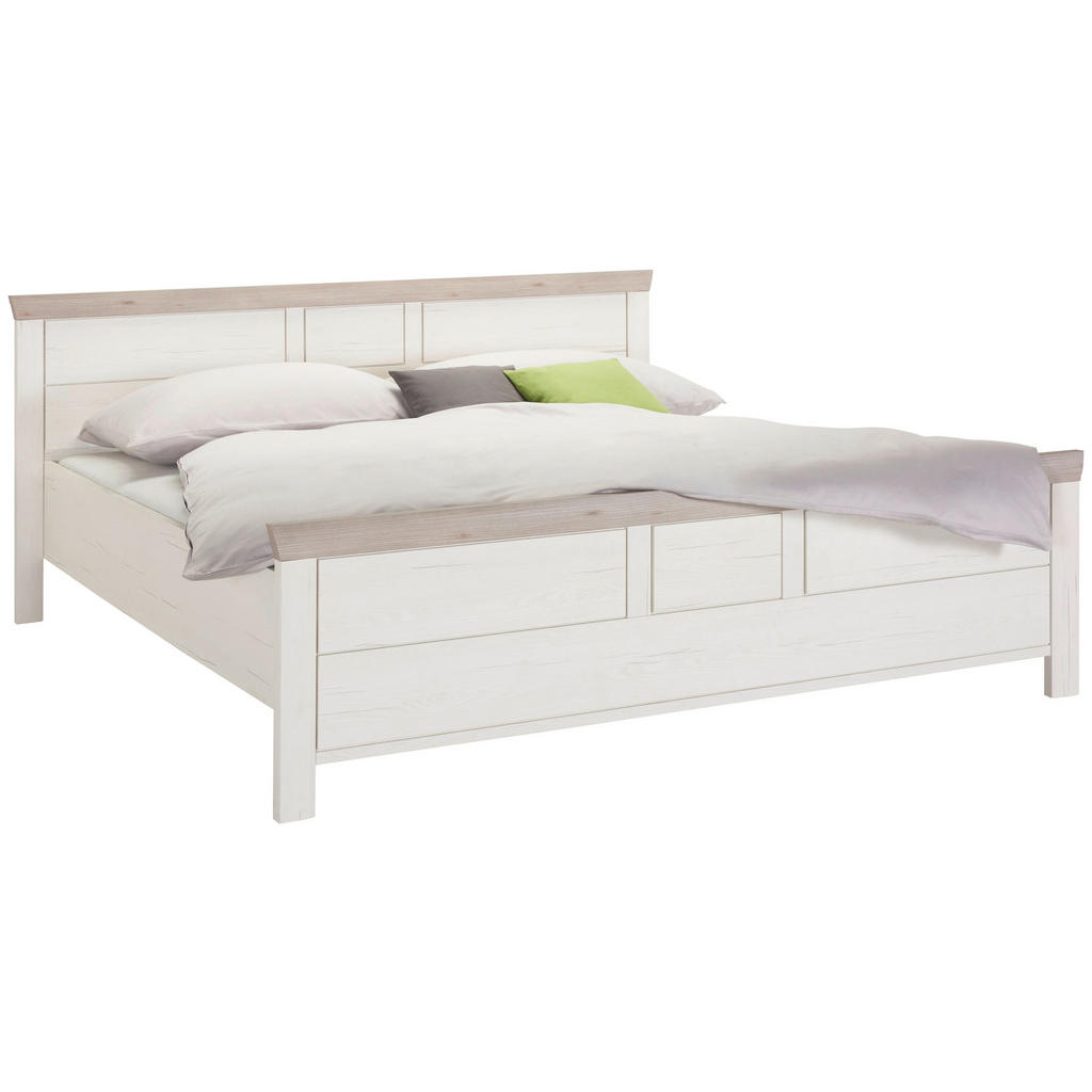 BED 180 cm x 200 cm, houtmateriaal grijs, wit