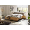 BED 180 cm x 200 cm, textiel, houtmateriaal donkerbruin, wit eiken