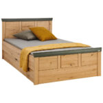 BED 200 cm x 120 cm, houtmateriaal eikenkleur, donkergrijs thumbnail 1