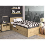 BED 200 cm x 120 cm, houtmateriaal eikenkleur, donkergrijs thumbnail 3