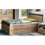 BED 200 cm x 120 cm, houtmateriaal eikenkleur, donkergrijs thumbnail 4