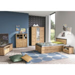 BED 200 cm x 120 cm, houtmateriaal eikenkleur, donkergrijs thumbnail 5