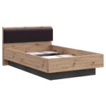 BED 120 cm x 200 cm, houtmateriaal zwart, donkergrijs, ambachtelijk eiken thumbnail 3