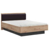 BED 120 cm x 200 cm, houtmateriaal zwart, donkergrijs, ambachtelijk eiken