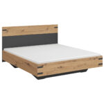 BED 180 cm x 200 cm, kunststof, houtmateriaal donkergrijs, ambachtelijk eiken thumbnail 2
