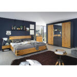 BED 180 cm x 200 cm, kunststof, houtmateriaal donkergrijs, ambachtelijk eiken thumbnail 1