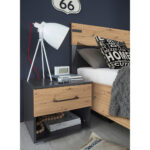 BED 180 cm x 200 cm, kunststof, houtmateriaal donkergrijs, ambachtelijk eiken thumbnail 6