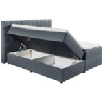 BED MET MATRAS 180 cm x 200 cm, textiel, materiaal hout antraciet thumbnail 4
