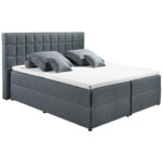 BED MET MATRAS 180 cm x 200 cm, textiel, materiaal hout antraciet thumbnail 5