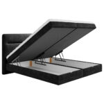 BED MET MATRAS 160 cm x 200 cm, hout, textiel, houtmateriaal antraciet thumbnail 3