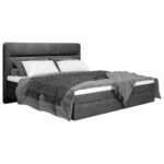 BED MET MATRAS 180 cm x 200 cm, hout, textiel, houtmateriaal antraciet thumbnail 2